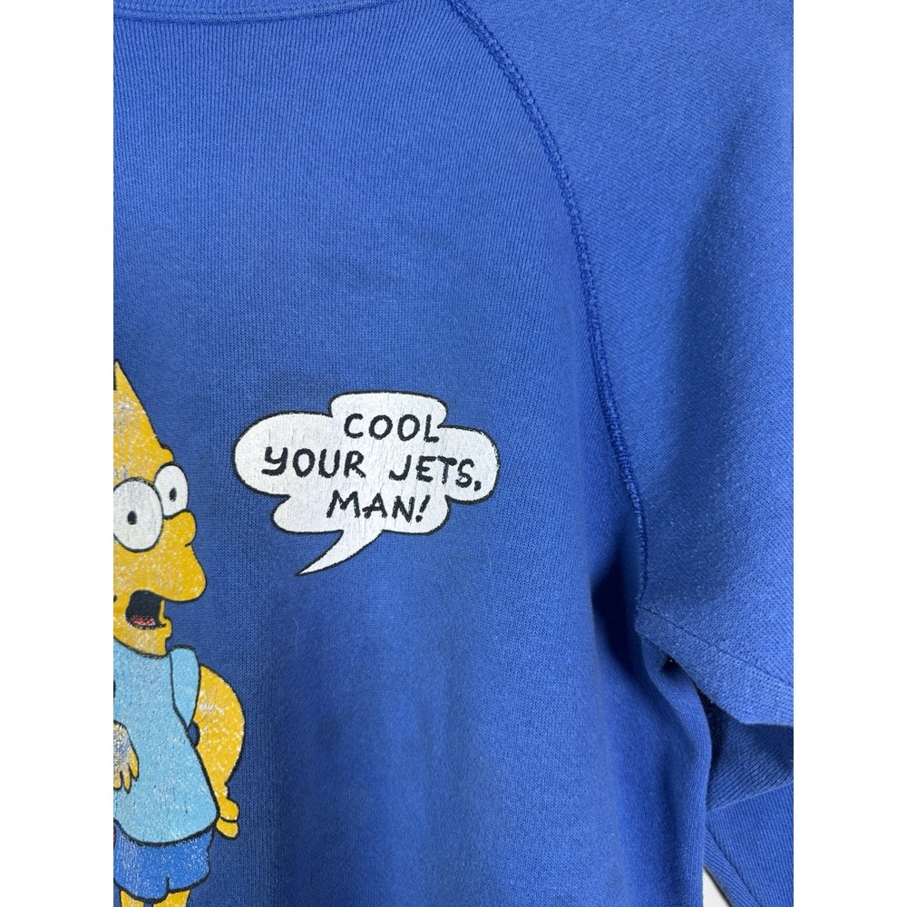 Vintage 1990 SSI Bart Simpson Cool Your Jets Man Blue Sweatshirt Kids 14-16 USA‎ - Picture 5 of 6